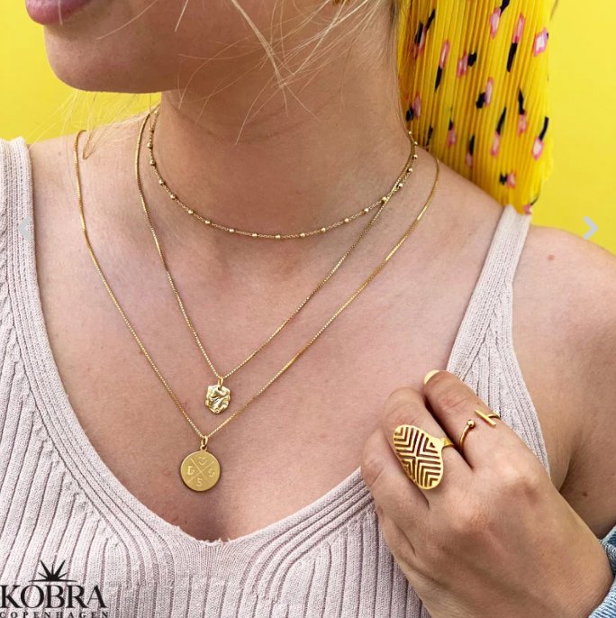 ID tag in 18 carat gold plated with "cross" and your personal engraving