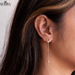 "Twilight" gold star earrings with genuine pearls