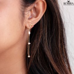 "Twilight" gold star earrings with genuine pearls