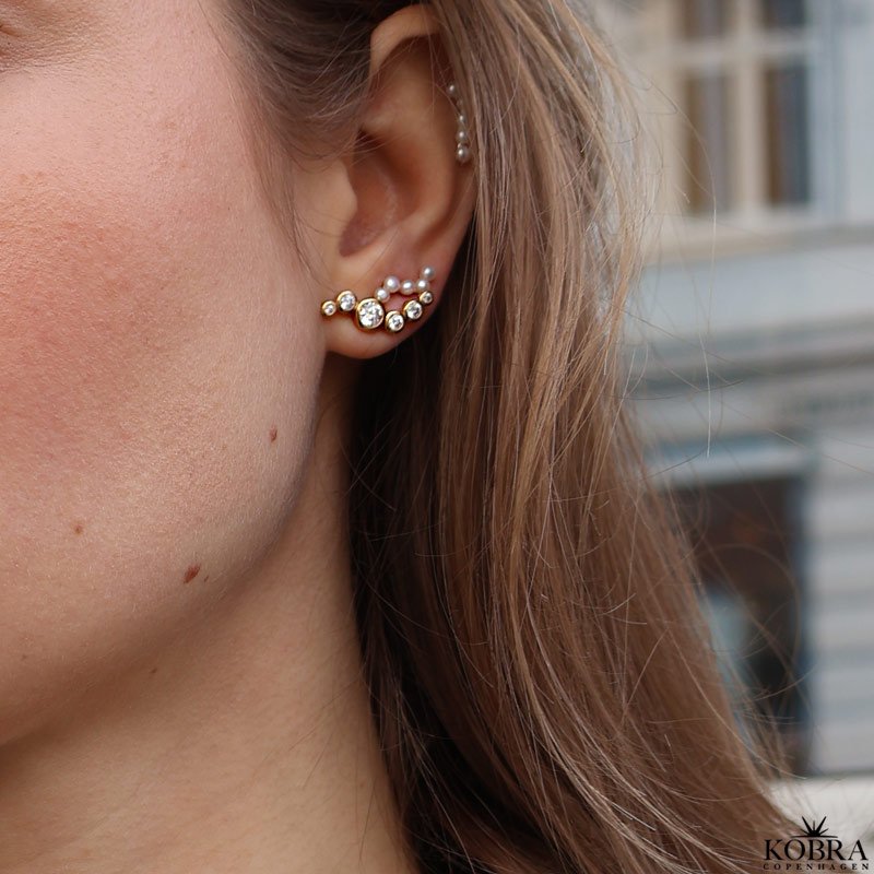  "Casablanca" 18 karat forgyldt perlereringe med gte ferskvandsperler