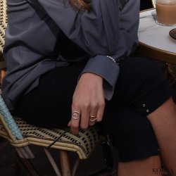 "Casablanca" 18 karat forgyldt perlering med gte ferskvandsperler