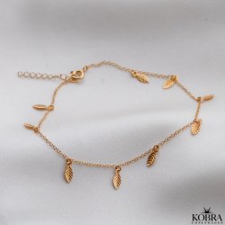 "Hoja" guld ankelkde med blad vedhng