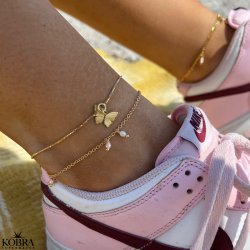 "Wilma" anklechain with pearls in 18 carat gold plated