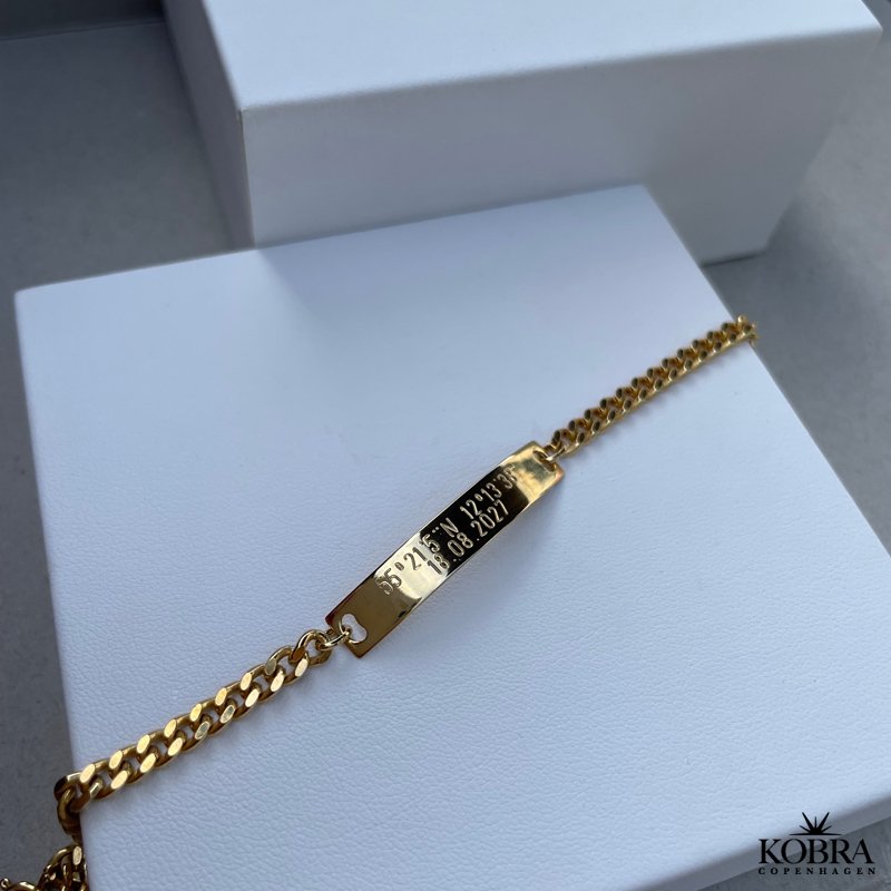 "Liverpool" Guld armbånd til mænd, inklusiv gravering samt 4 mm. panzerkæde