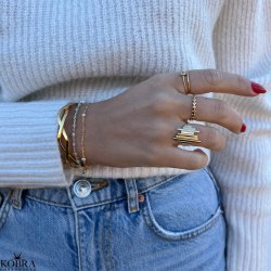 "Elfie" enkel guld ring med blade