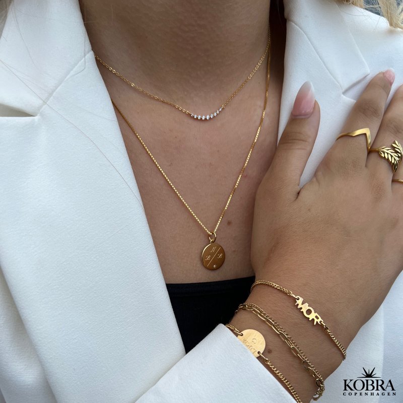 "Limone" gold-plated necklace with white stones