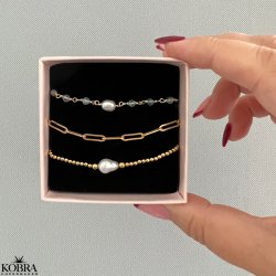 "Dixie" gold-plated bracelet with gold balls and freshwater pearl