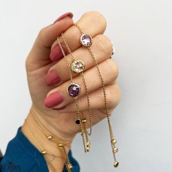 "Elegance" birthstone gold bracelet // find your personal stone