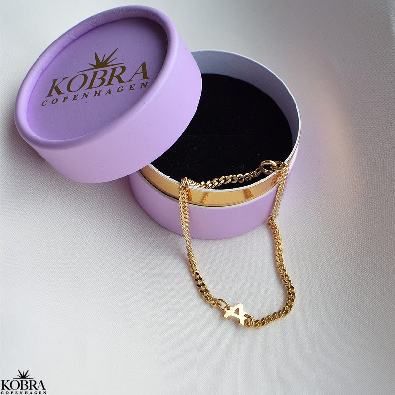 "Hayes" guld armbånd med 3 mm. panzer kæde samt dit personlige bogstav