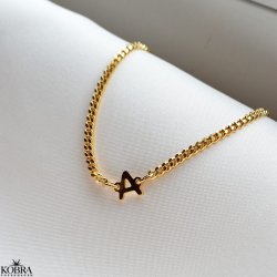 "Hayes" guld armbånd med 3 bogstaver samt 3 mm. panzerkæde