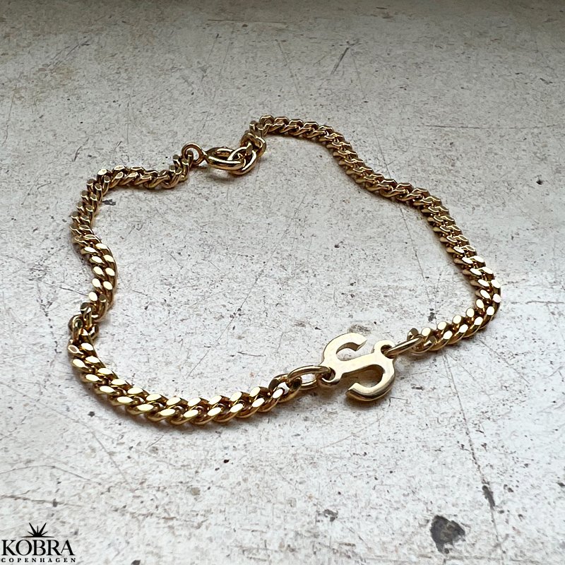 "Hayes" guld armbånd med 3 mm. panzer kæde samt dit personlige bogstav