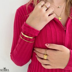 "Brazil" gold-plated necklace with colored stones