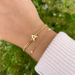 "Hayes" guld armbånd med 3 mm. panzer kæde samt dit personlige bogstav