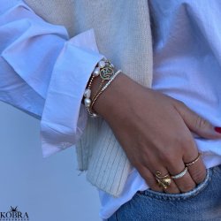  "Adele" bracelet with pearls, gold balls and heart pendant