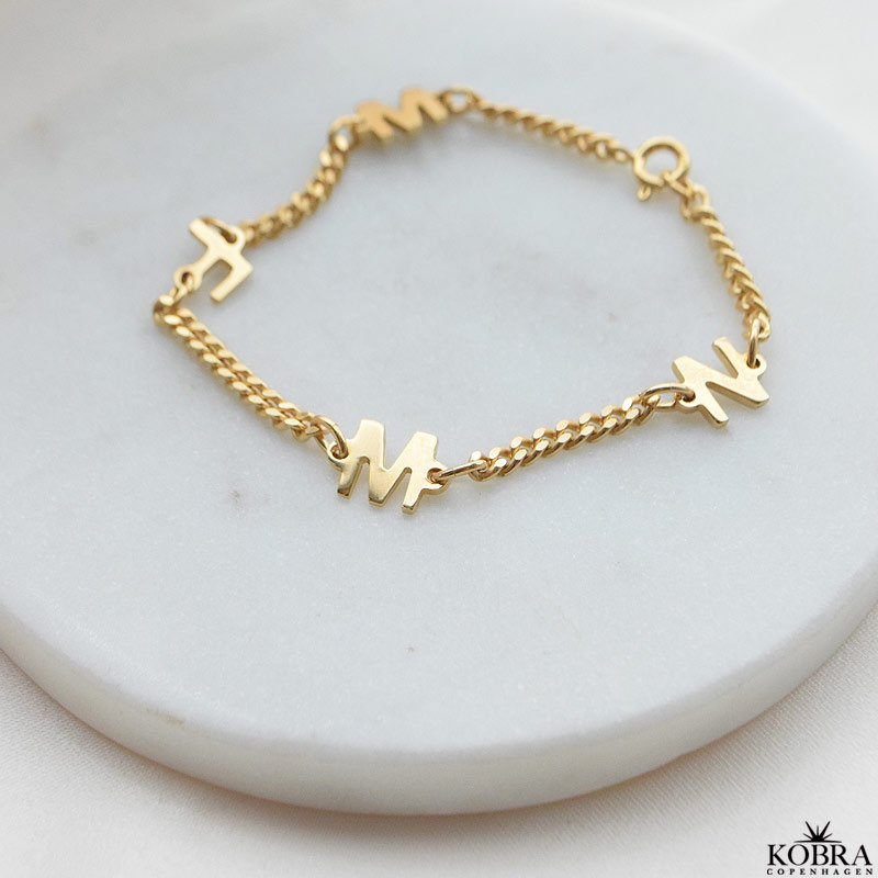 "Hayes" guld armbnd med 3 bogstaver samt 3 mm. panzerkde