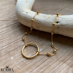 "Carol" 18 carat bracelet with gold ring and ball chain