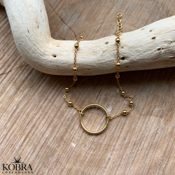 "Carol" 18 carat bracelet with gold ring and ball chain