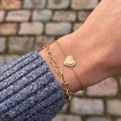 "Heart Glow" 18 karat forgyldt hjerte armbnd inklusiv gravering