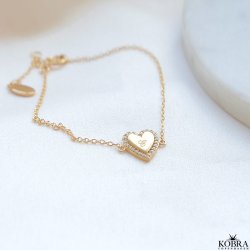 "Heart Glow" 18 karat forgyldt hjerte armbnd inklusiv gravering