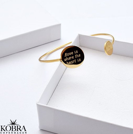 "Dallas" 14 karat forgyldt armbnd med runde tags / ringe inklusiv gravering!