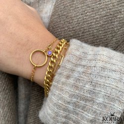 "Panzer" 18 karat forgyldt armbnd med brede led