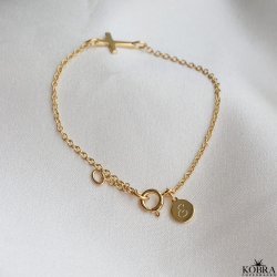 "Trust" 18 carat gold plated cross bracelet