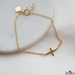 "Trust" 18 carat gold plated cross bracelet