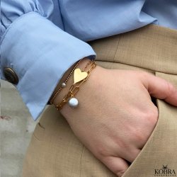 "Mathilde" hjerte armbnd i guld med personlig gravering