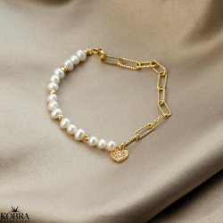 "Nina" 18 karat forgyldt armbnd med lille guldhjerte