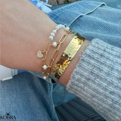 "Blake" 18 karat forgyldt hammerslået armbånd / armring