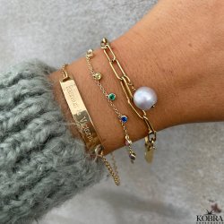 "Hawaii" bracelet with multicolored stone in gold