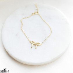 "Leonora" 18 carat gold-plated bow bracelet with white zirconia