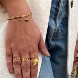 "Nikoline" 18 karat forgyldt ring med facetter