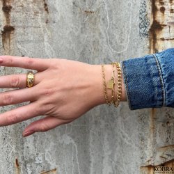 "Luna" stor chunky guld ring med hvide sten
