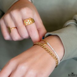 "Panzer" 18 karat forgyldt armbnd med brede led