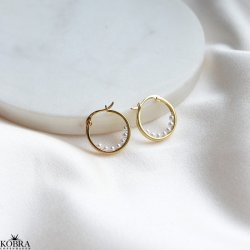 "Beady" guld øreringe / hoops med perler