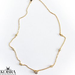 "Jenny" guld halskde / choker i 18 karat forgyldt med sm sten