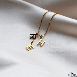 "Soho" Bogstav halskde hndlavet  18k forgyldt