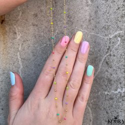 "Alba" ball necklace with colored enamel balls in gilt