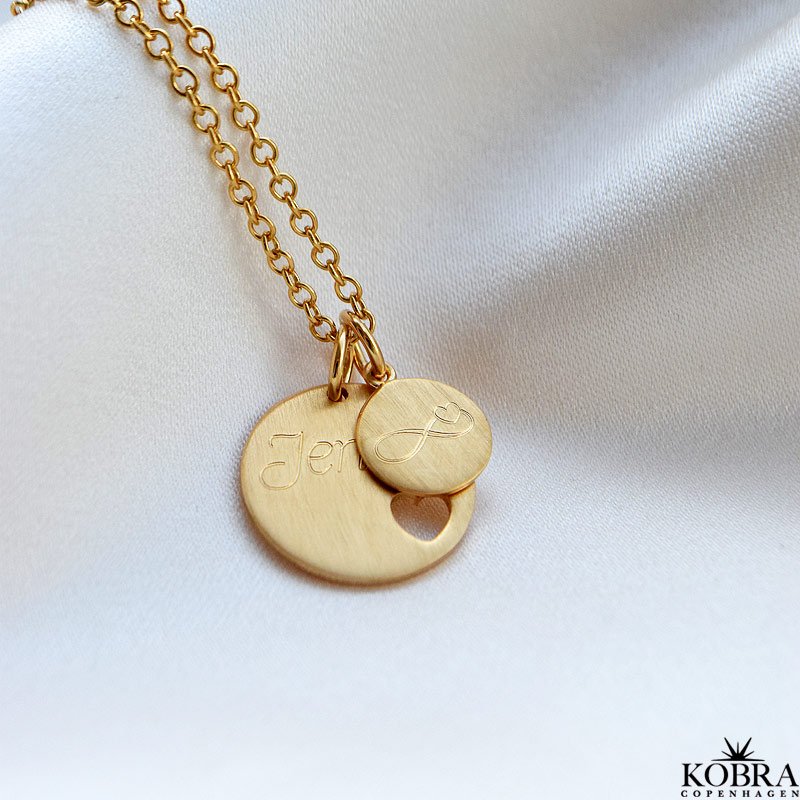 "I Promise You" 18 carat gold-plated necklace with heart and small gold amulet