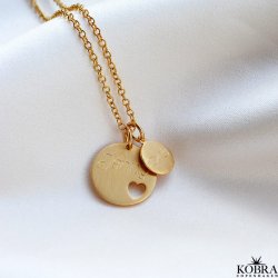 "I Promise You" 18 carat gold-plated necklace with heart and small gold amulet