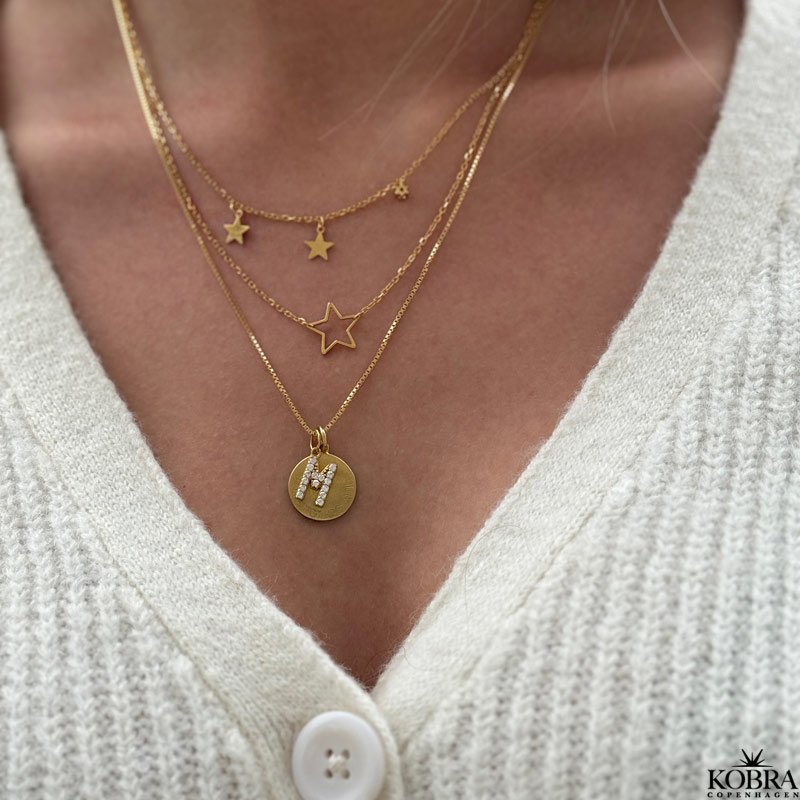  "Bright" 2-in-1 gold necklace with stars and stones