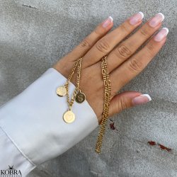 "Ohana" handmade gold plated necklace with 3 small personalized pendants