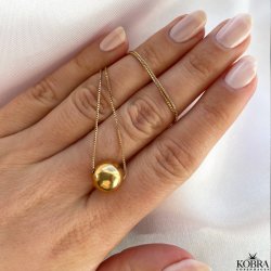 "Ghita" gold necklace with gold ball