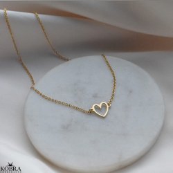 "LOVE" simple gold necklace with gold heart