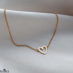 "LOVE" simple gold necklace with gold heart