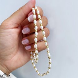 "Royal" necklace with white pearls and gold balls