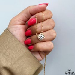 "Sylvie" guld halskde med hvide zirkonia sten