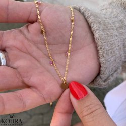 "Katy" 14 karat forgyldt halskde med pink turmaliner og guldplader