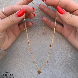 "Katy" 14 karat forgyldt halskde med pink turmaliner og guldplader